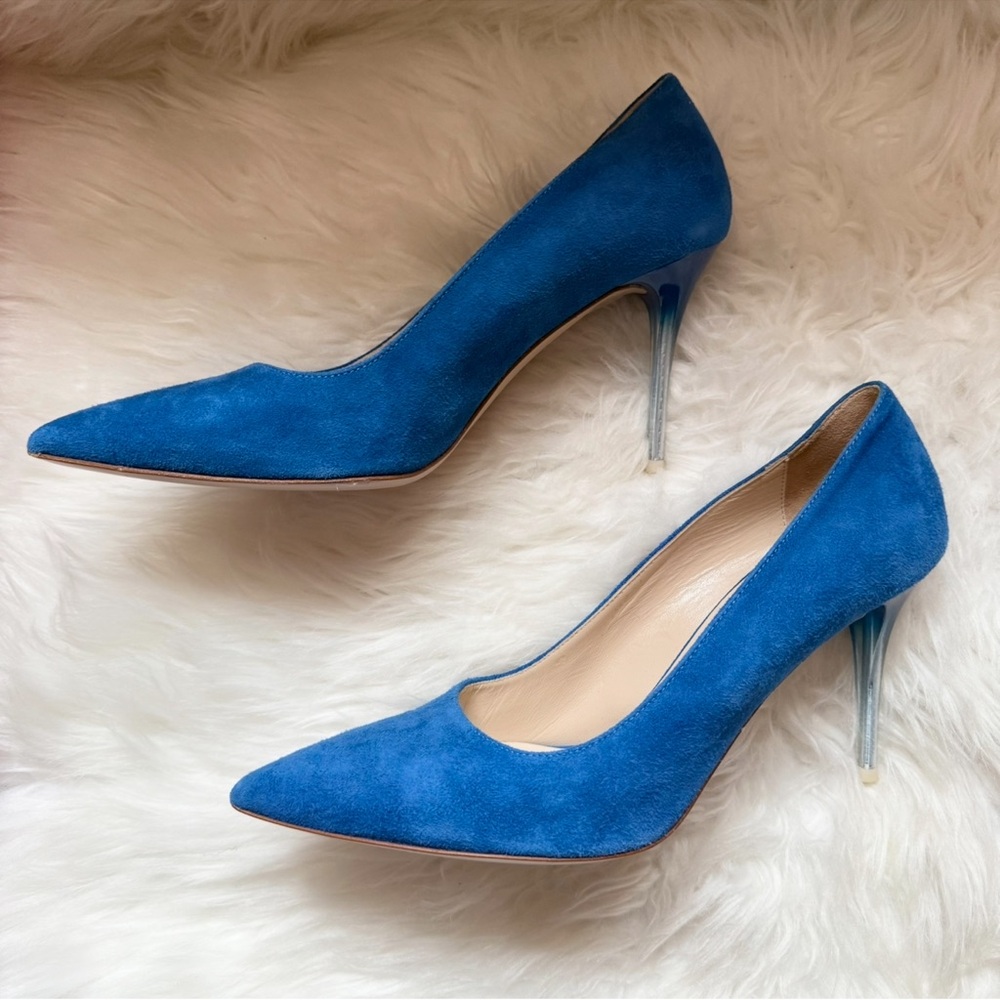 New! SCANLAN THEODORE Suede Pumps with Ombré Lucite Heel - Picture 6 of 9